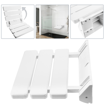 Asiento De Ducha Abatible. Silla Plegable Para Ancianos De Plástico Y Aluminio Blanco 320x328mm_1