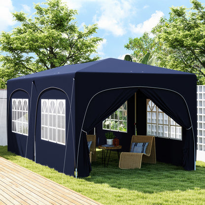 Outsunny Carpa Plegable Gazabo 3x6 M Con Paneles Laterales Upf50+ Azul Oscuro_1