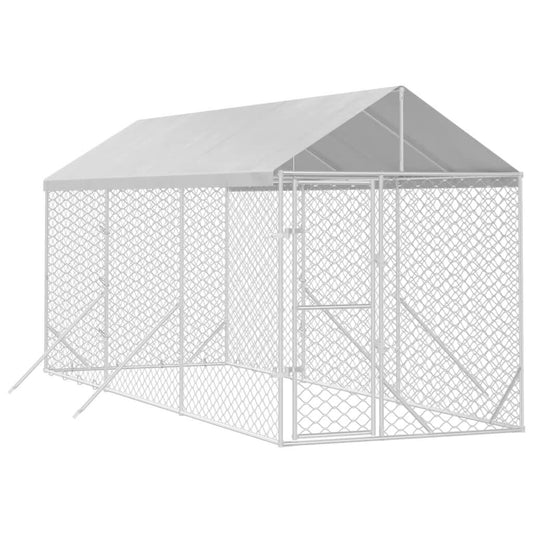 Vidaxl Perrera De Exterior Con Toldo Acero Galvanizado Plata 2x6x2,5 M_0