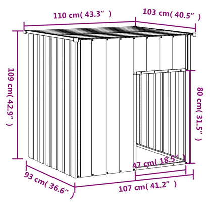 Vidaxl Caseta Para Perro Con Techo De Acero Galvanizado Antracita 110x103x109 Cm_4