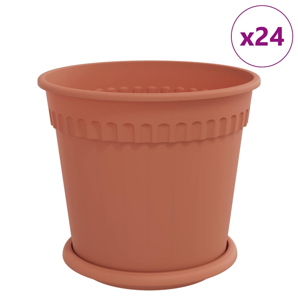 Macetas 24 Pcs Rojo Ladrillo Ø 19 X 16 Cm Plástico_0