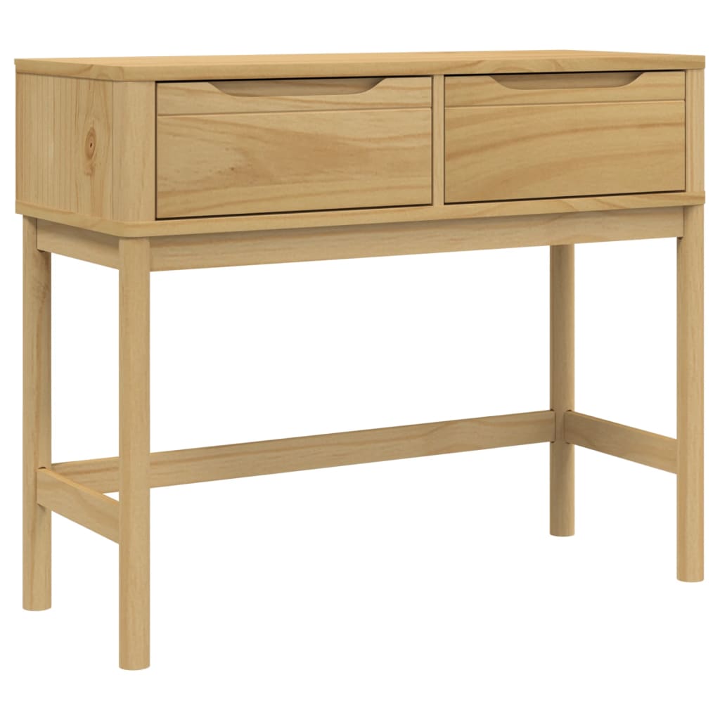 Mesa Consola Floro Madera Maciza De Pino Marrón 89,5x36,5x73 Cm_0