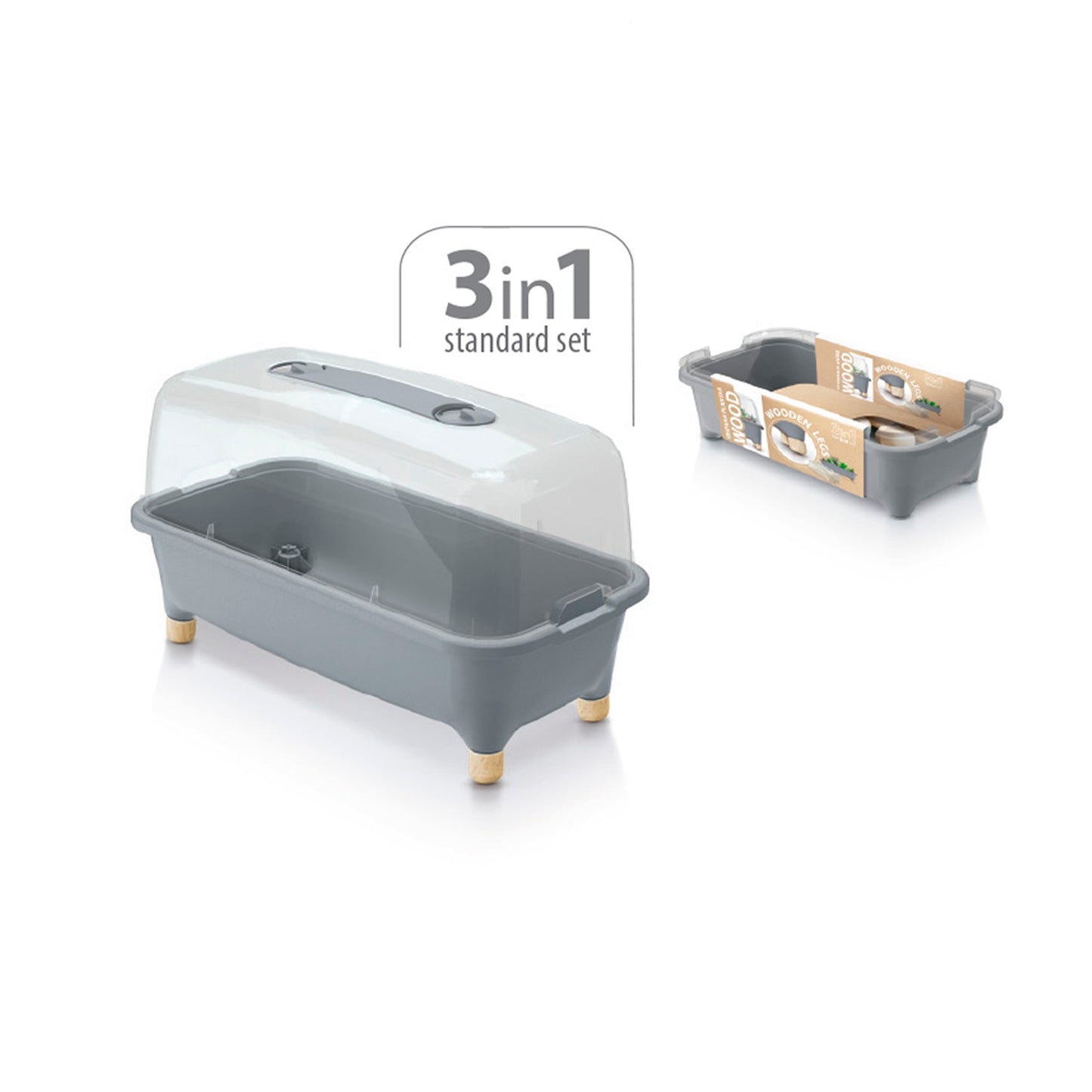 Huerto Domestico/jardinera Baja, Con Tapa De Policarbonato Para Proteger Tus Plantas L Prosperplast Respana Planter Wood Low Set De Plástico_1