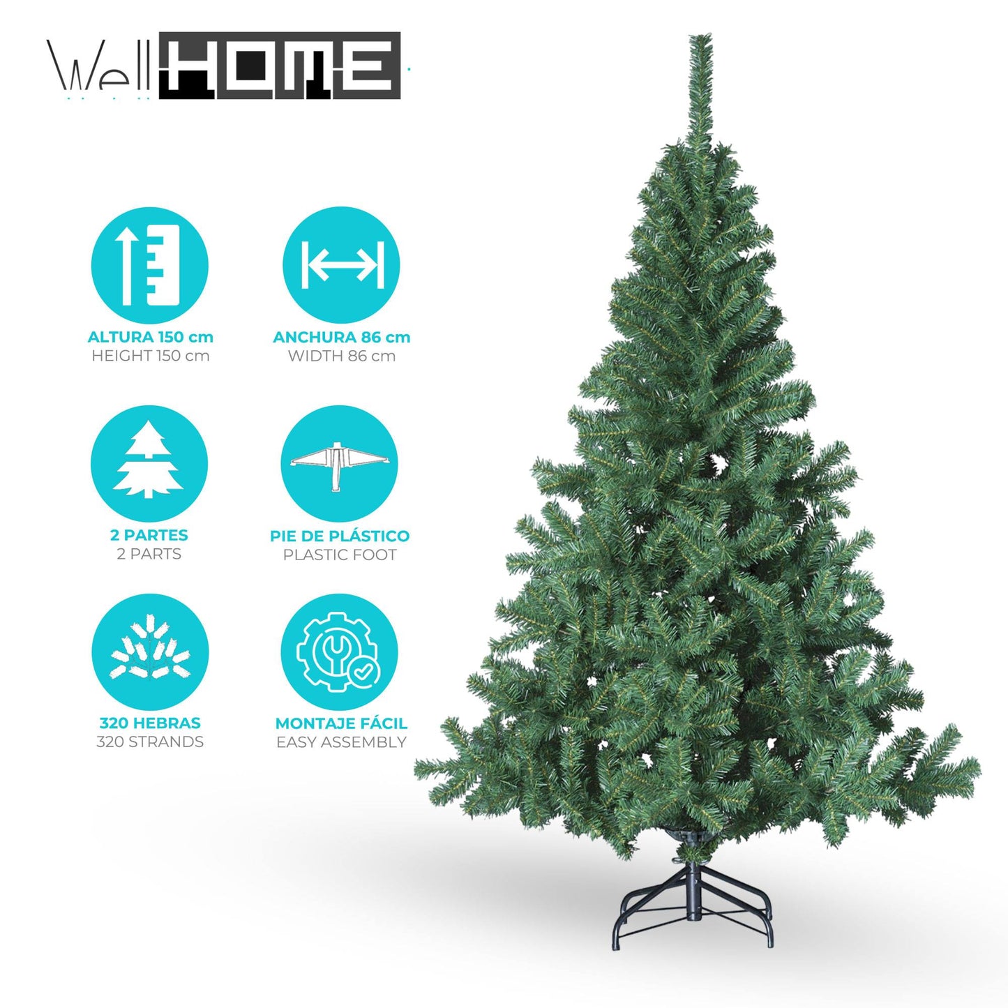 Well Home Elegante Abeto Verde - Altura De 150 Cm_1