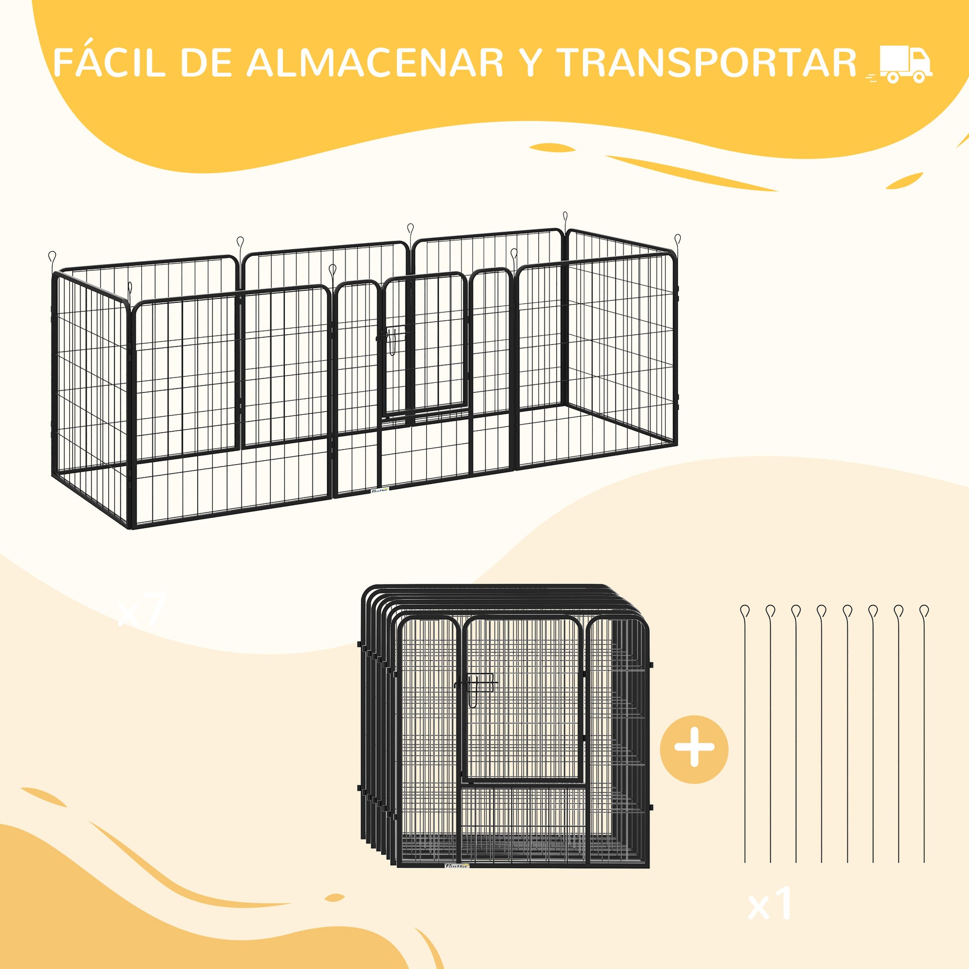 Pawhut Parque Para Mascotas 8 Vallas 80x80 Cm Corral Plegable Puerta Y Doble_4