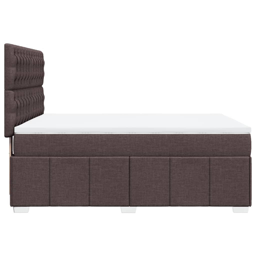 Cama Box Spring Con Colchón Tela Marrón Oscuro 140x200 Cm / Vetonek_5