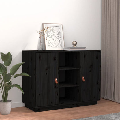 Aparador Madera Maciza De Pino Negro 100x40x75 Cm_0