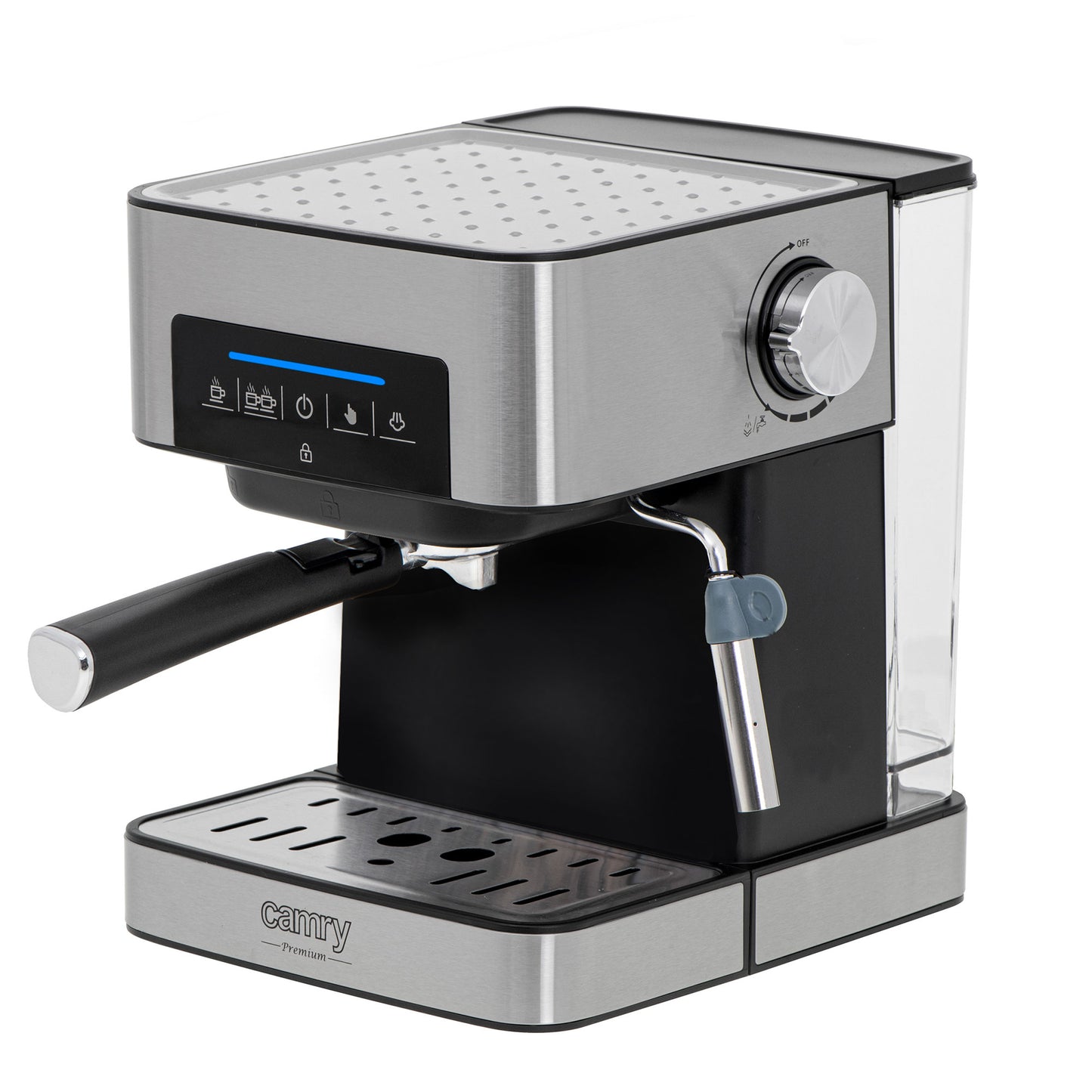 Cafetera Espresso Automática 15 Bares 1,6l, Brazo Doble Salida, Espumador Leche, Calienta Tazas Camry Cr4410 Negro/plata_0