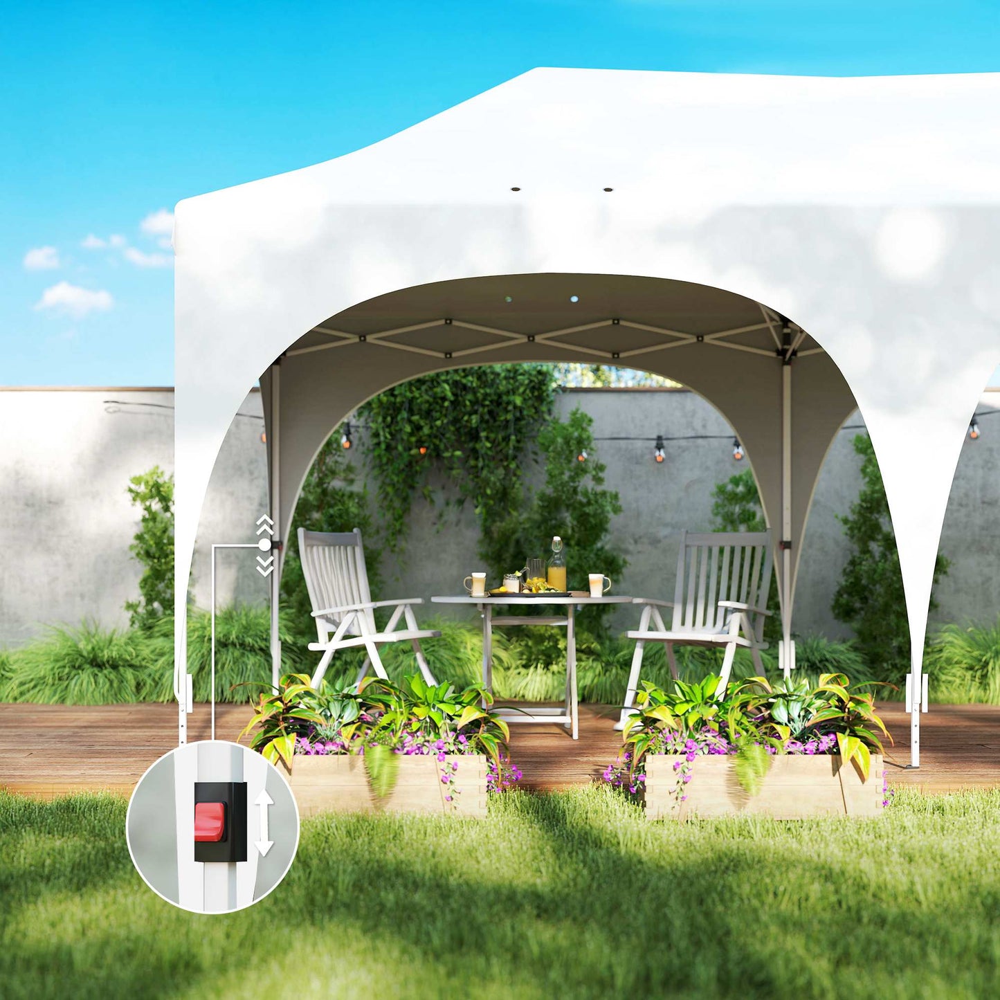 Outsunny Carpa Plegable 6x3 M Con Altura Ajustable 6 Laterales Extraíbles Gris_4