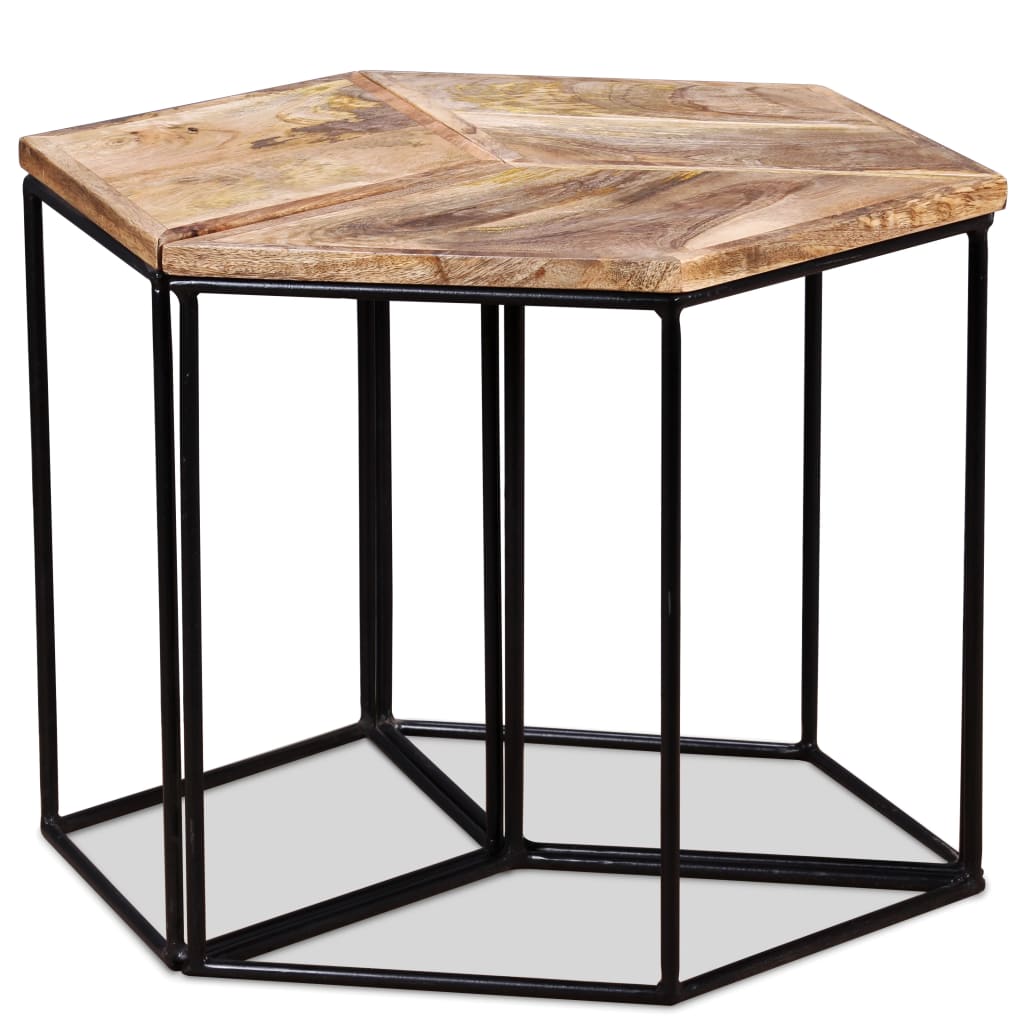 Mesa De Centro De Madera Maciza De Mango 56x48x40 Cm_0
