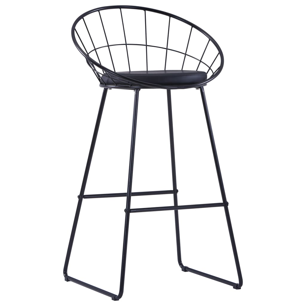 Taburete De Barra De Cocina 2 Unidades Cuero Sintético Negro_1