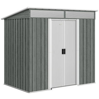 Outsunny Caseta De Jardín 2 M² 195x122x181,5 Cm Con Puerta Corredera Gris Claro_0