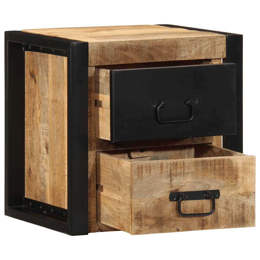 Mesitas De Noche 2 Uds 40x35x40 Cm Madera Maciza Rugosa Mango_1