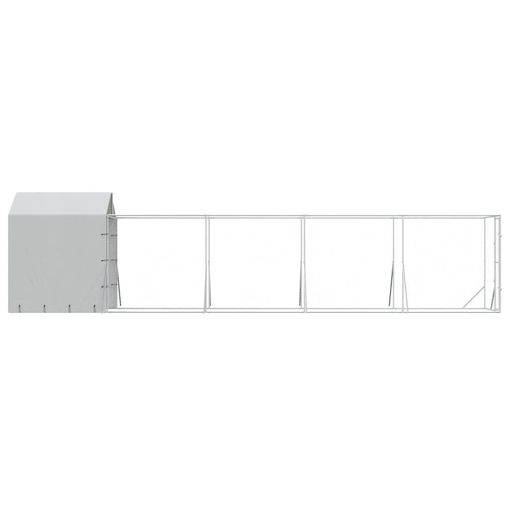 Perrera De Exterior Con Toldo Acero Galvanizado Plata 2x10x2,5m_5