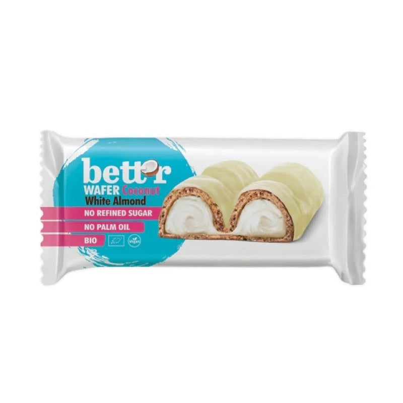 Barquillo De Chocolate Blanco Relleno De Coco Y Almendra Bett’r 33g Bio_0