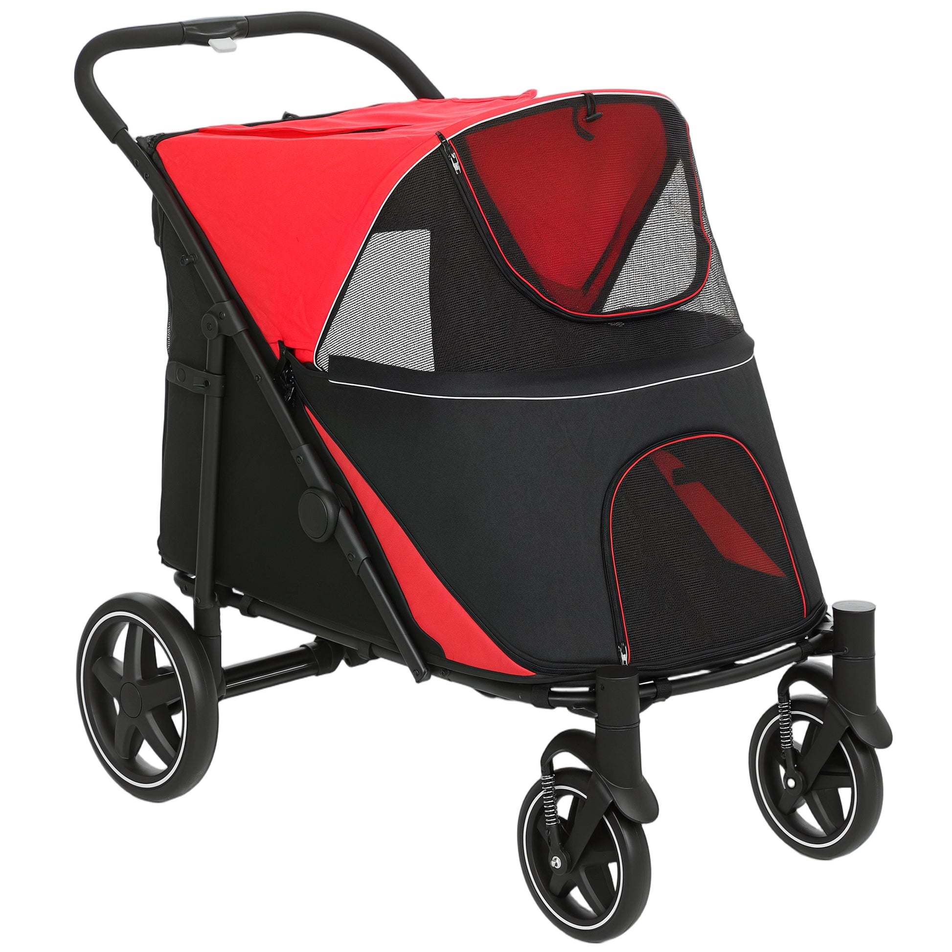 Pawhut Cochecito Para Perros Plegable Con Ventana De Malla 112x67x100 Cm Rojo_0