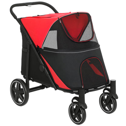 Pawhut Cochecito Para Perros Plegable Con Ventana De Malla 112x67x100 Cm Rojo_0