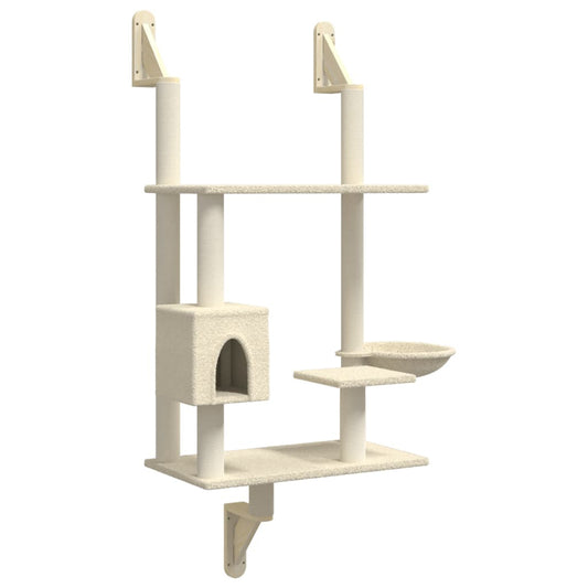 Vidaxl Árbol Rascador Para Gatos De Pared Crema 153 Cm_0