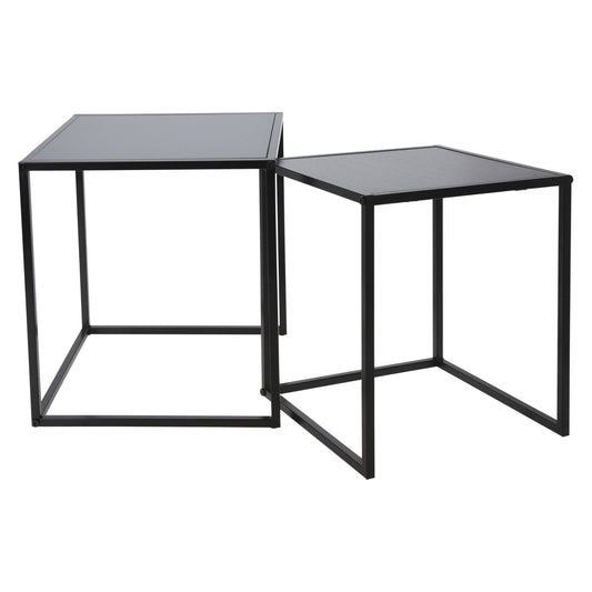 Well Home Juego De 2 Mesas Auxiliares En Mdf Y Metal Color Negro_0