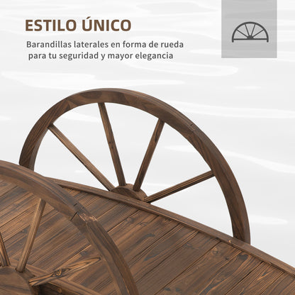 Outsunny Puente De Jardín De Madera Con Barandilla 100x50x37 Cm Carbonizado_3