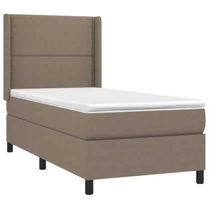 Cama Box Spring Colchón Y Luces Led Tela Gris Taupe 100x200 Cm / Vetonek_3