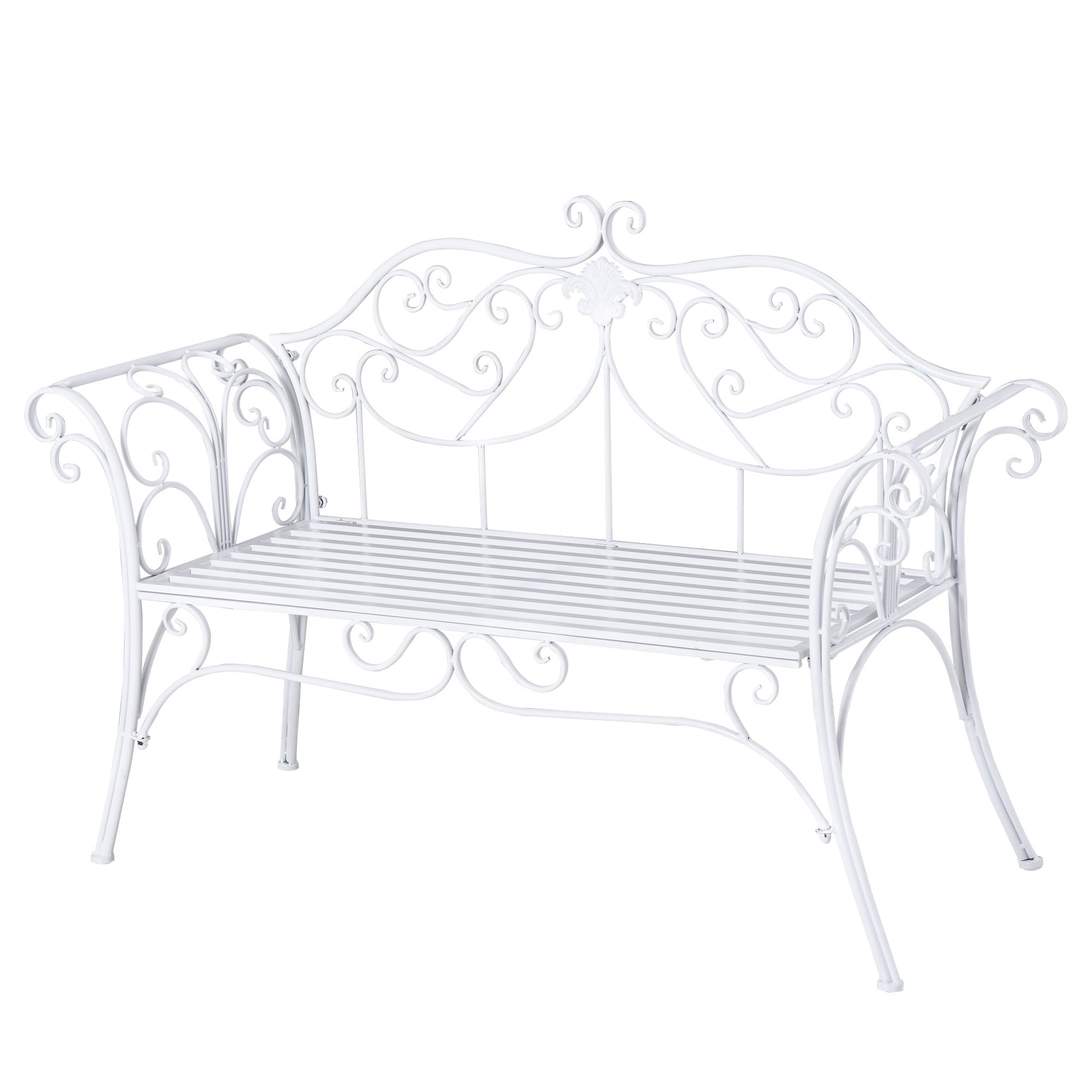 Outsunny Banco De Jardín Con Respaldo De 2 Plazas 131x51x90cm Exterior Carga_0