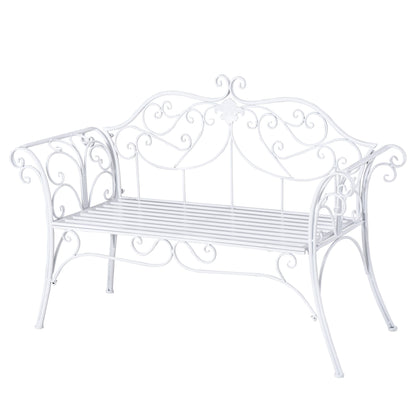 Outsunny Banco De Jardín Con Respaldo De 2 Plazas 131x51x90cm Exterior Carga_0