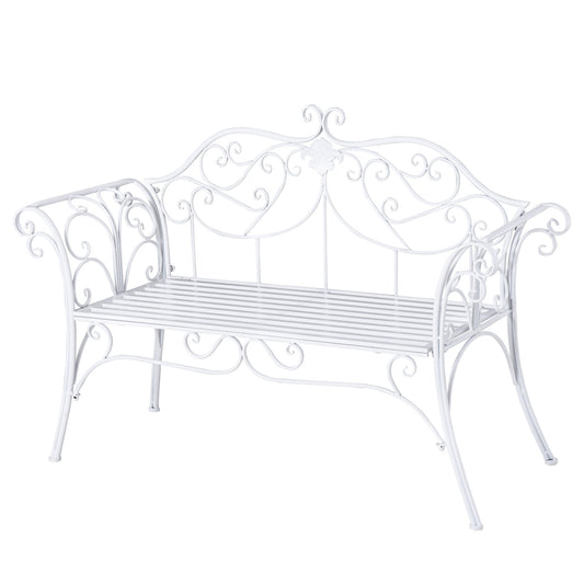 Outsunny Banco De Jardín Con Respaldo De 2 Plazas 131x51x90cm Exterior Carga_0