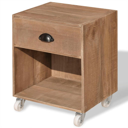 Mesita De Noche Marrón Madera Maciza_0