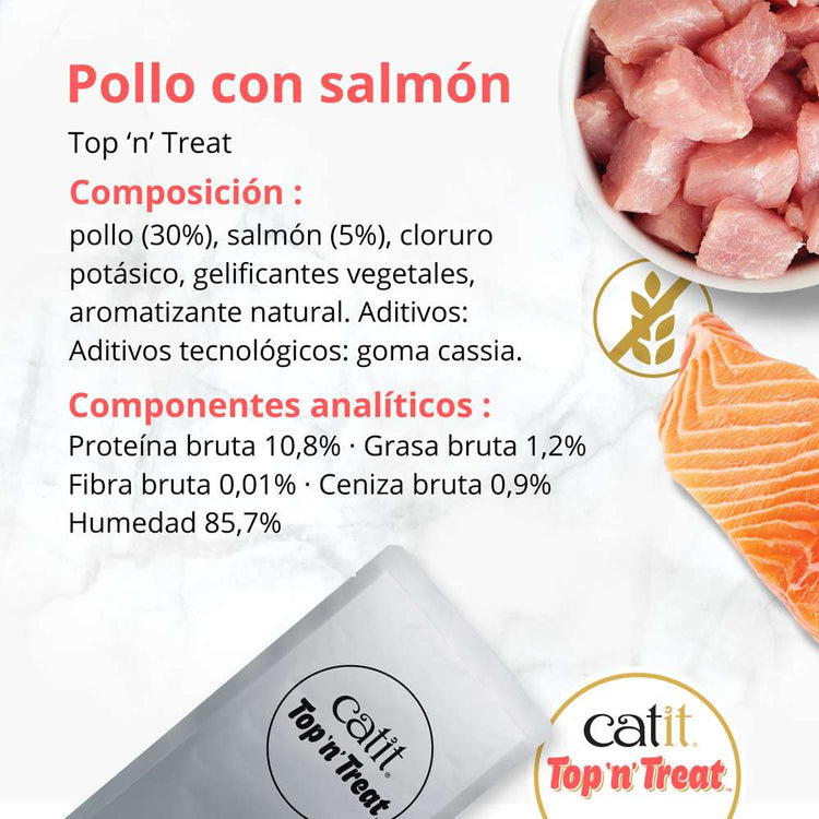 Catit Top 'N Treat, Pollo y Salmón, 3x60g