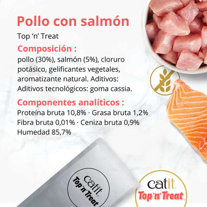 Catit Top 'N Treat, Pollo y Salmón, 3x60g