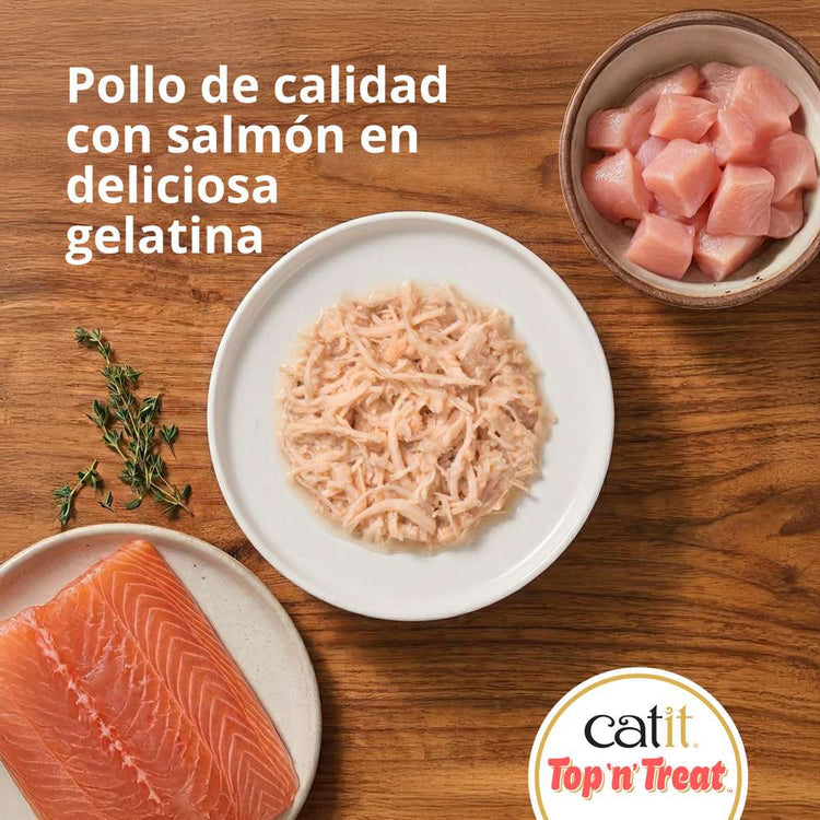 Catit Top 'N Treat, Pollo y Salmón, 3x60g