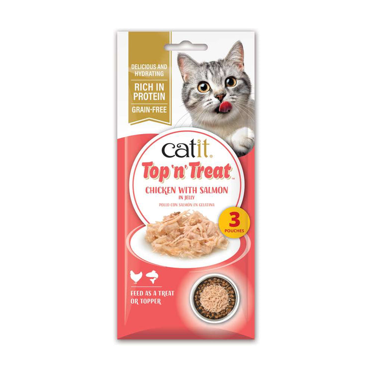 Catit Top 'N Treat, Pollo y Salmón, 3x60g