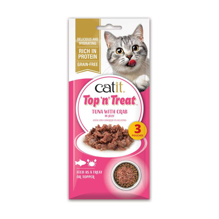 Catit Top 'N Treat, Atún y Cangrejo, 3x60g