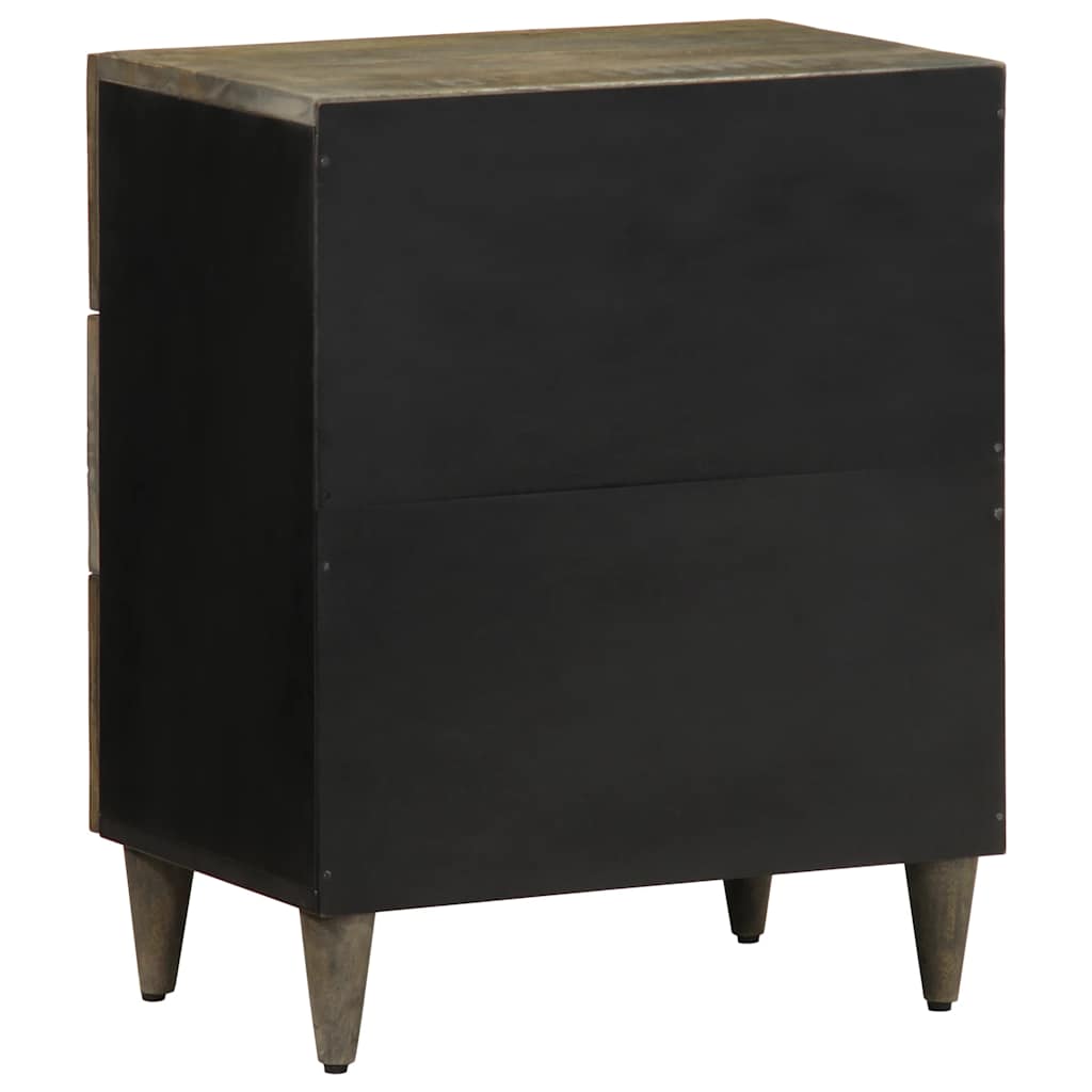 Mesita De Noche Madera Maciza De Mango Gris Claro 50x33x60 Cm_3