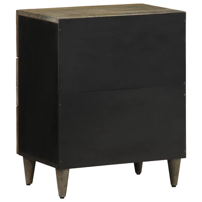 Mesita De Noche Madera Maciza De Mango Gris Claro 50x33x60 Cm_3