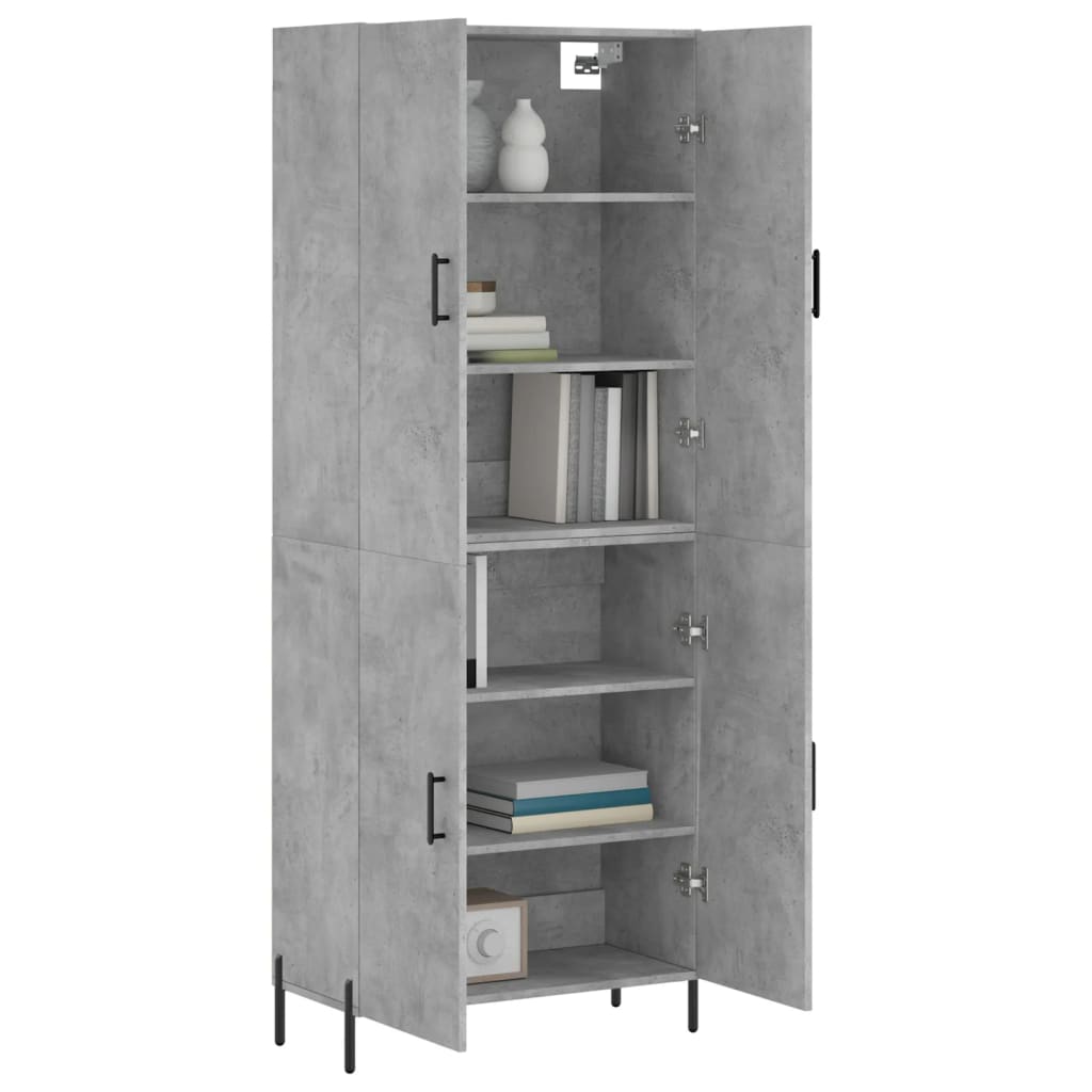 Aparador Alto Madera Contrachapada Gris Hormigón 69,5x34x180 Cm_2