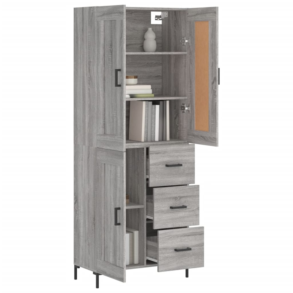 Aparador Alto Madera Contrachapada Gris Sonoma 69,5x34x180 Cm_2