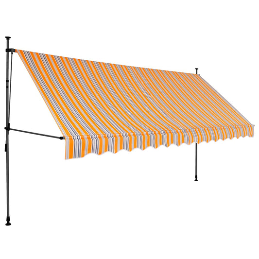 Toldo Retráctil Manual Con Led Amarillo Y Azul 350 Cm_0