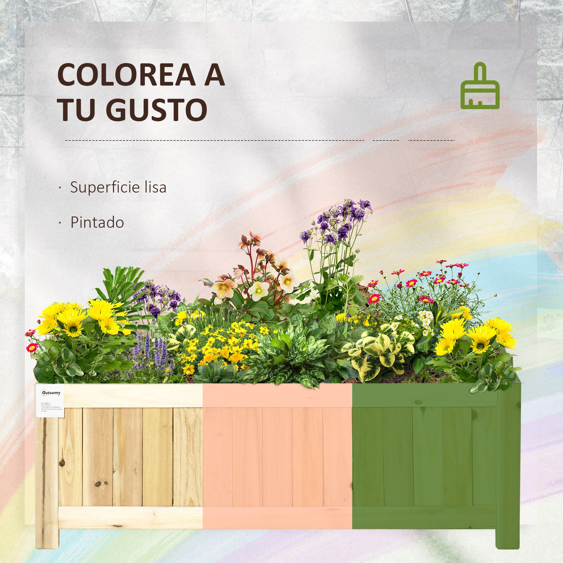 Outsunny Jardinera De Madera Plegable Con 4 Patas 70x30x25 Cm Natural_5