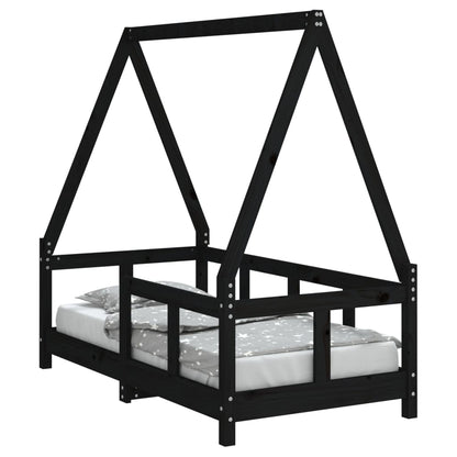 Vidaxl Estructura De Cama Para Niños Madera De Pino Negro 70x140 Cm_0