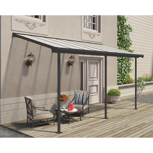 Pérgola adosada Sierra 224x447 cm gris