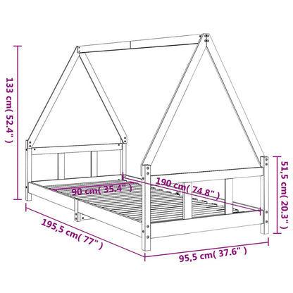 Vidaxl Estructura De Cama Infantil Madera Maciza De Pino 90x190 Cm_2