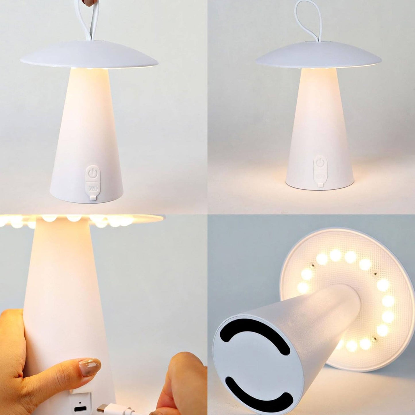 Well Home Lampara Sobremesa Recargable Blanca Ø15x17cm