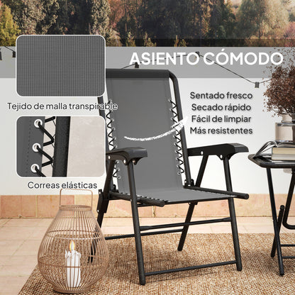 Outsunny Conjunto De Mesa Y Sillas De Terraza Exterior De 3 Piezas Gris Oscuro_5