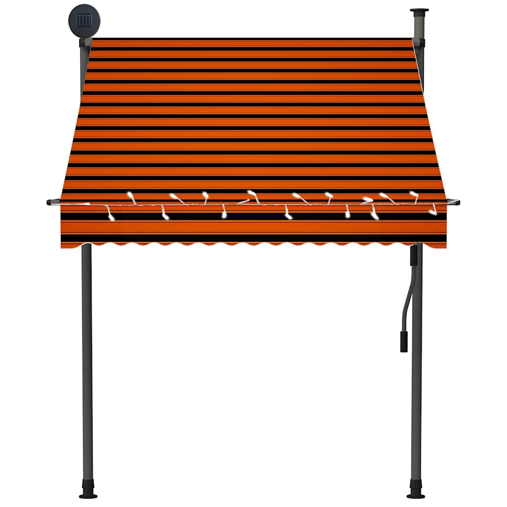 Toldo Manual Retráctil Con Led Naranja Y Marrón 150 Cm_3
