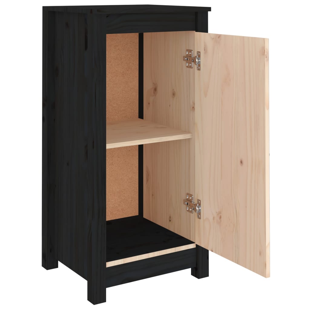 Aparador De Madera Maciza De Pino Negro 39x35x80 Cm / Vetonek_5