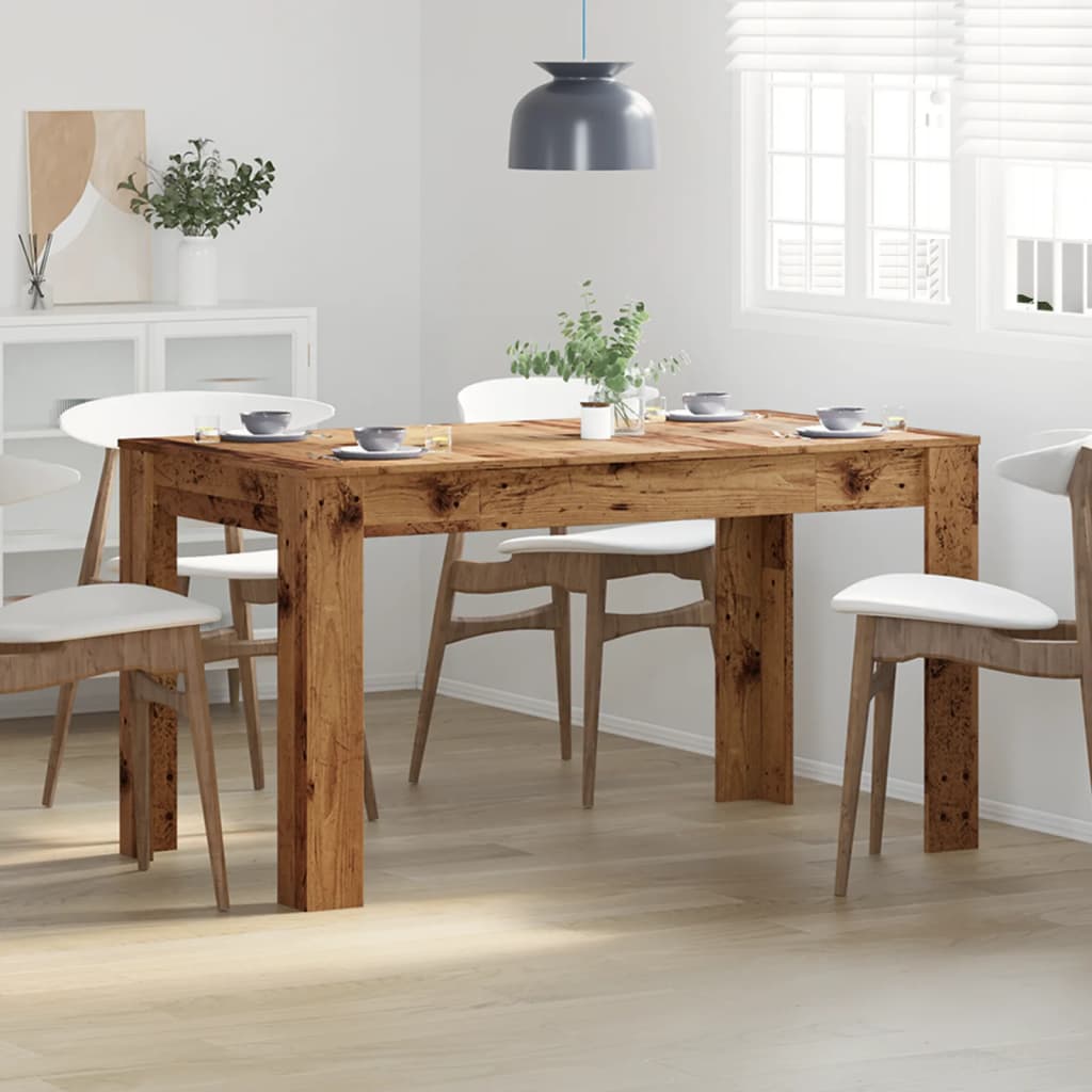 Mesa De Comedor Madera Ingeniería Envejecida 140x74,5x76 Cm_1