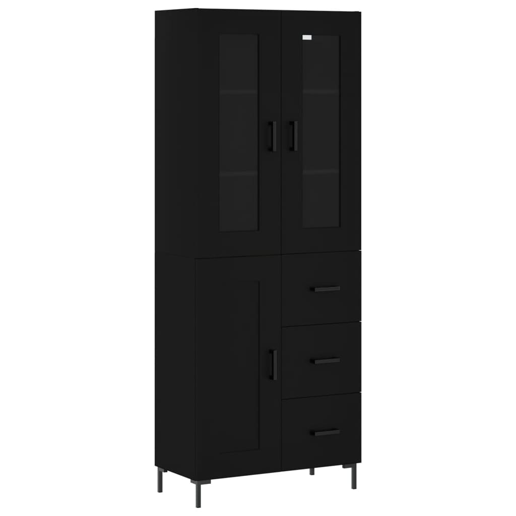 Aparador Alto Madera Contrachapada Negro 69,5x34x180 Cm_1