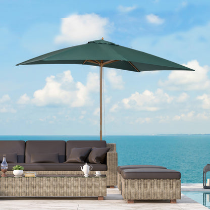 Outsunny Sombrilla Parasol 3x2x2,55m Jardín Terraza Poliéster 180g/m² Y Madera_1